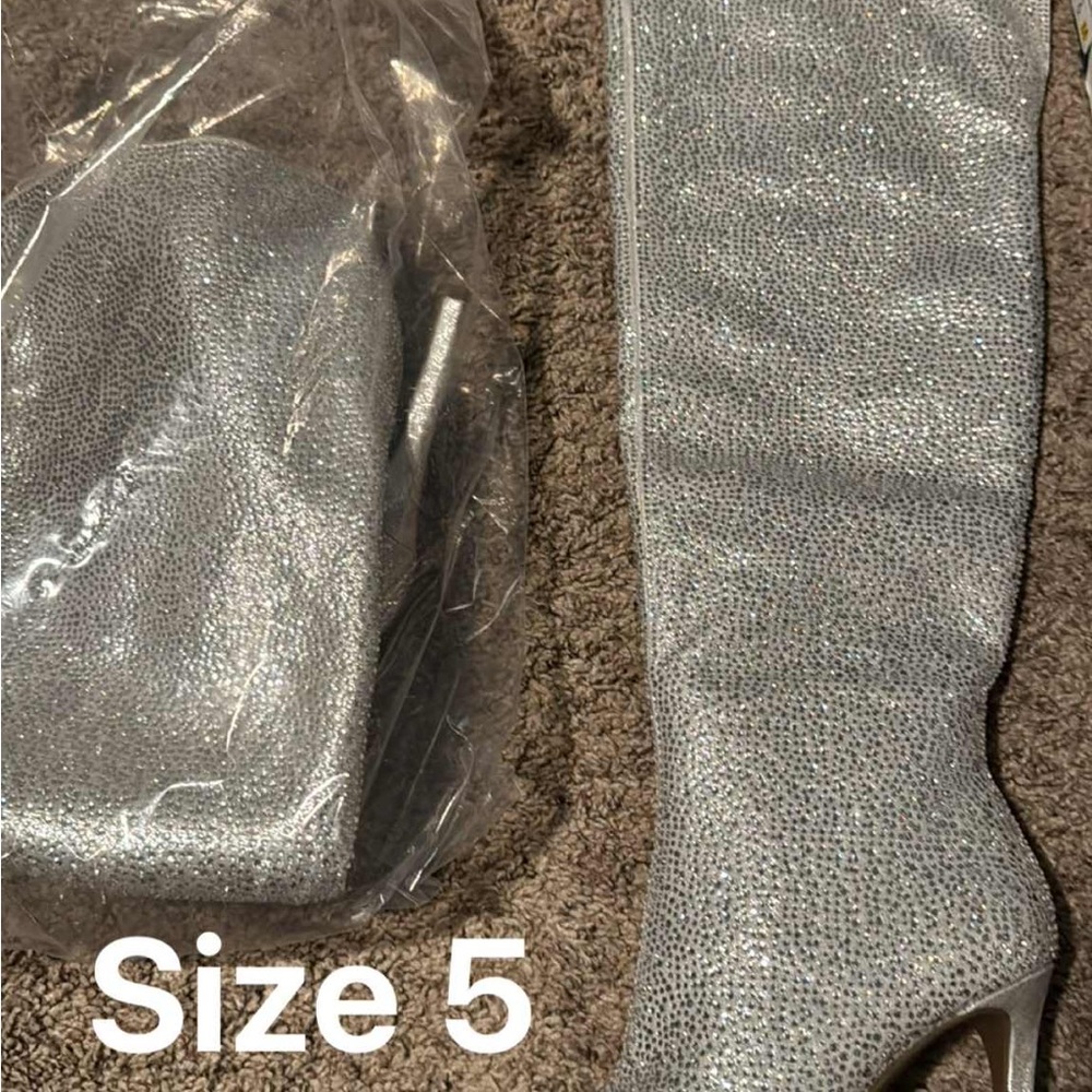 Silver Women's Knee-High Boots